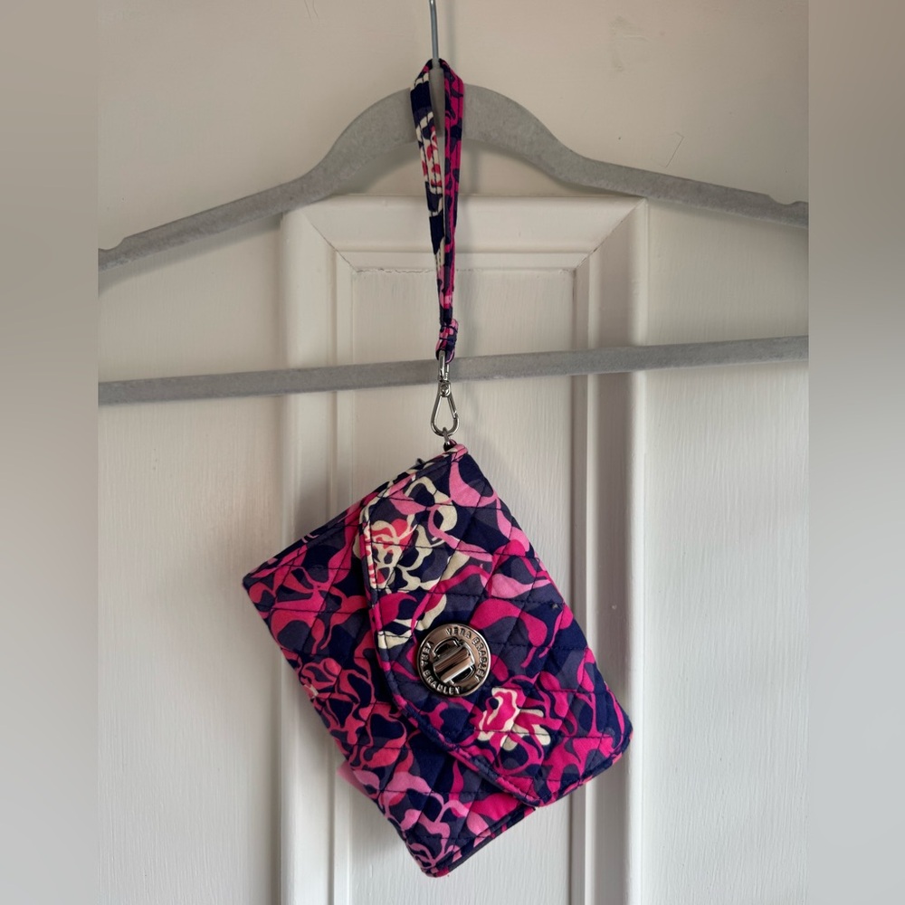 Vera Bradley Pink and Navy Floral Wristlet- Breast Cancer Edition